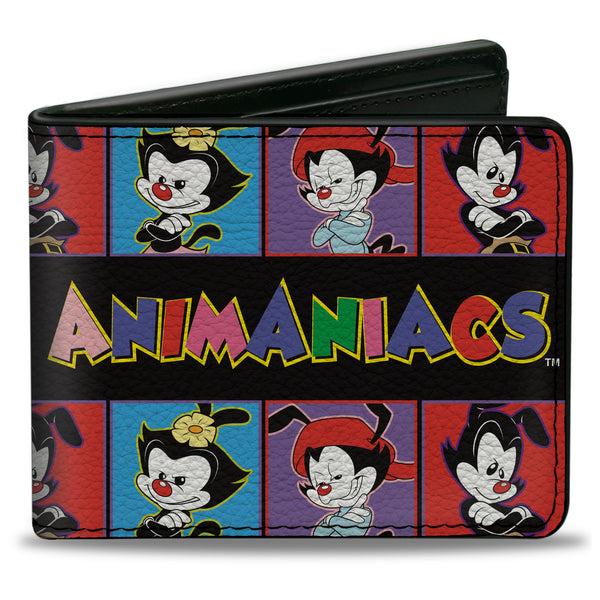 Buckle-Down Bi-Fold Wallet - Animaniacs Yakko Wakko and Dot Block Poses Black/Multi Color