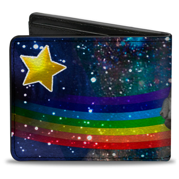 Buckle-Down Bi-Fold Wallet - Astronaut Cats In Space Rainbows Stars