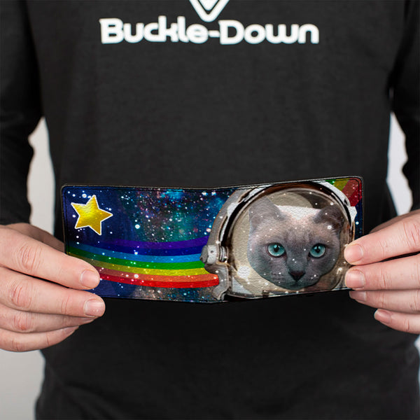 Buckle-Down Bi-Fold Wallet - Astronaut Cats In Space Rainbows Stars