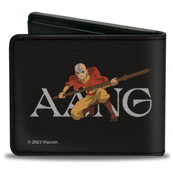 Buckle-Down Bi-Fold Wallet - Avatar Last Airbender AANG Airbender Staff Pose Black/White