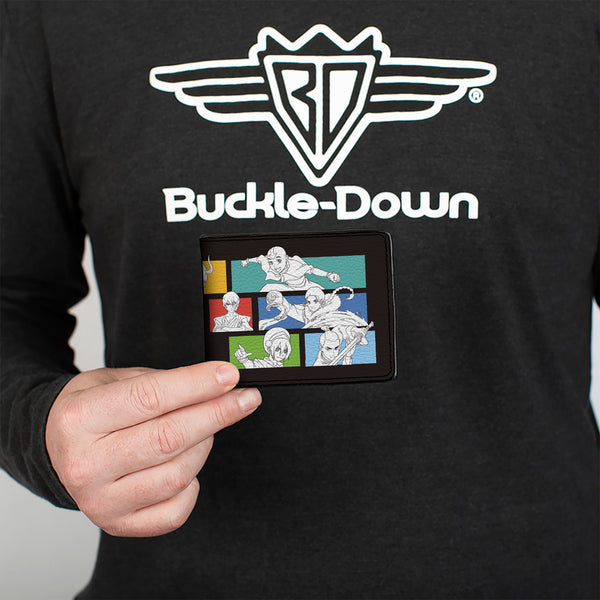Buckle-Down Bi-Fold Wallet - Avatar Last Airbender Character Pose Blocks And Title Logo Black/Multi Color