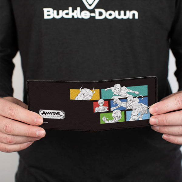 Buckle-Down Bi-Fold Wallet - Avatar Last Airbender Character Pose Blocks And Title Logo Black/Multi Color