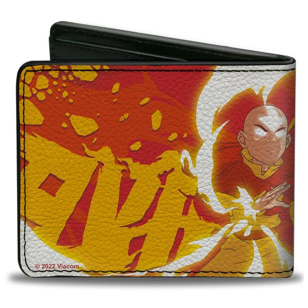 Buckle-Down Bi-Fold Wallet - Avatar The Last Airbender Aang And Momo Pose Reds Yellows