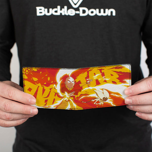Buckle-Down Bi-Fold Wallet - Avatar The Last Airbender Aang And Momo Pose Reds Yellows