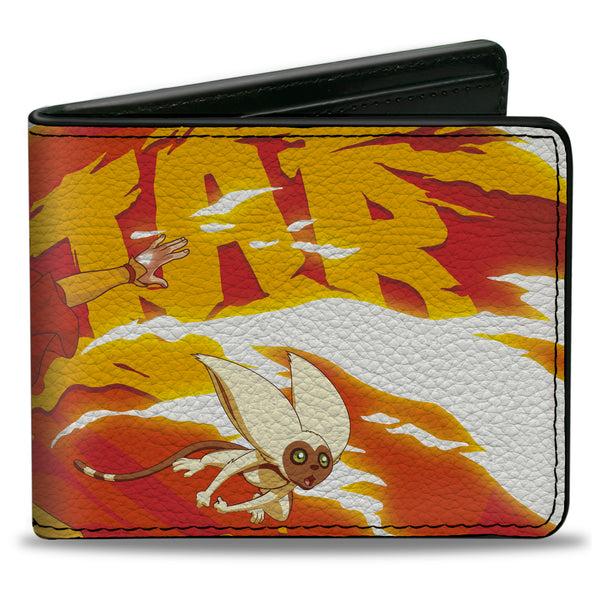 Buckle-Down Bi-Fold Wallet - Avatar the Last Airbender Aang and Momo Pose Reds Yellows