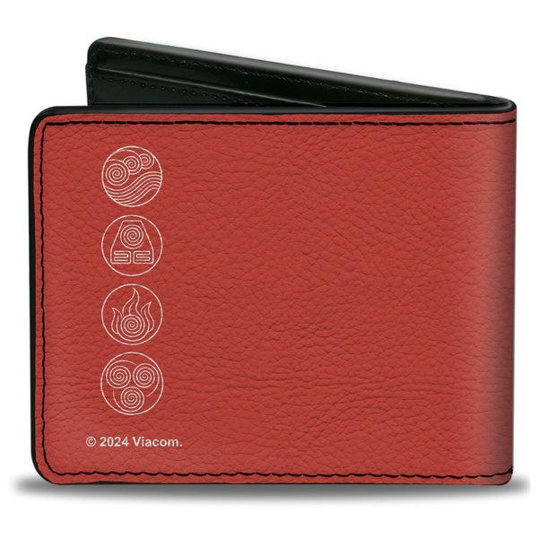 Buckle-Down Bi-Fold Wallet - Avatar The Last Airbender Aang Staff Pose And Elements Icons Red/White