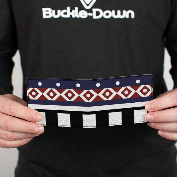 Buckle-Down Bi-Fold Wallet - Aztec13 White Navy Red Black