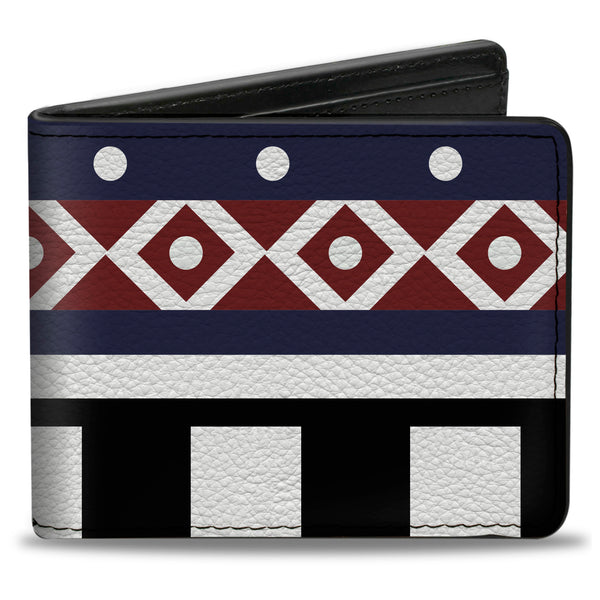 Buckle-Down Bi-Fold Wallet - Aztec13 White Navy Red Black