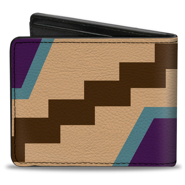 Buckle-Down Bi-Fold Wallet - Aztec18 Tan Brown Turquoise Purple