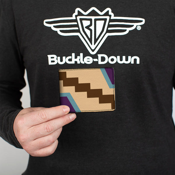 Buckle-Down Bi-Fold Wallet - Aztec18 Tan Brown Turquoise Purple