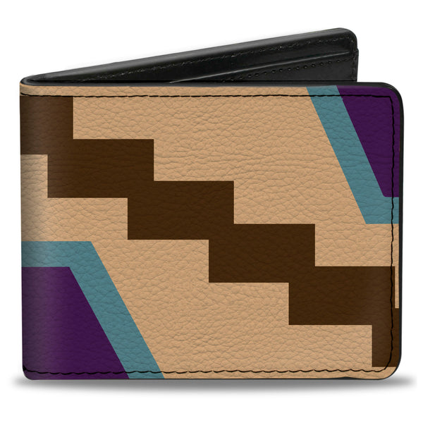 Buckle-Down Bi-Fold Wallet - Aztec18 Tan Brown Turquoise Purple