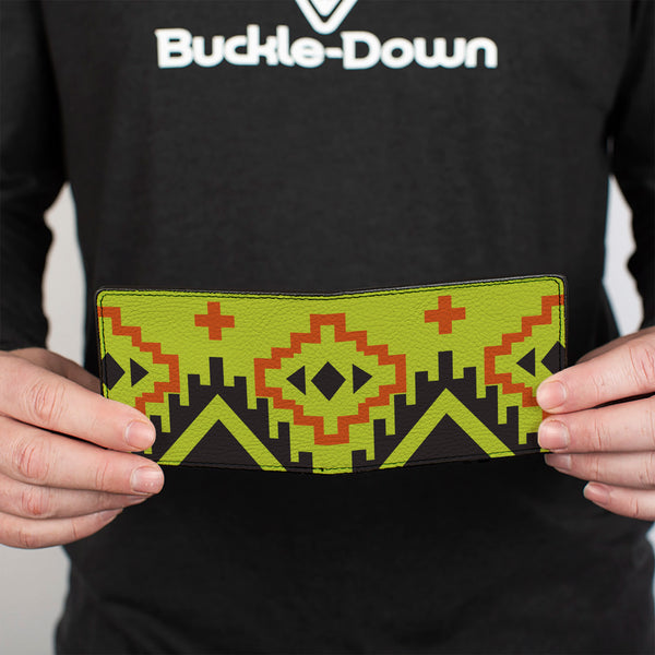 Buckle-Down Bi-Fold Wallet - Aztec20 Green Orange Black