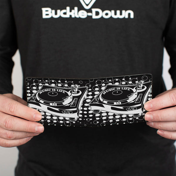 Buckle-Down Bi-Fold Wallet - B-Boy Turntable Black White