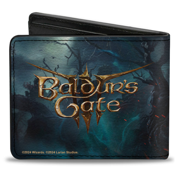 Buckle-Down Bi-Fold Wallet - BALDUR'S GATE III Dark Urge Roaring Pose Scene And Title Logo