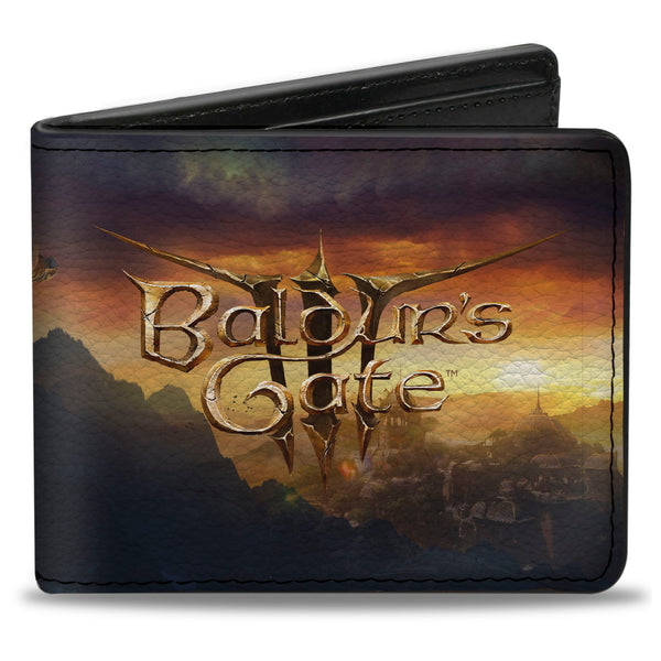 Buckle-Down Bi-Fold Wallet - BALDUR'S GATE III Lae'zel Sword Pose Scene and Title Logo