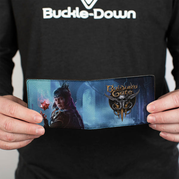 Buckle-Down Bi-Fold Wallet - BALDUR'S GATE III Shadowheart Astral Prism Pose Scene And Mind Flayer Logo