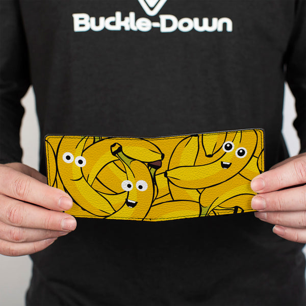 Buckle-Down Bi-Fold Wallet - Bananas Stacked Cartoon Yellows