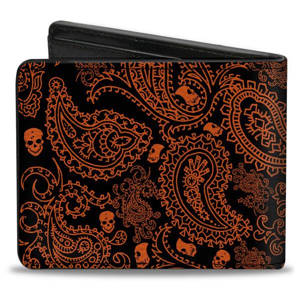Buckle-Down Bi-Fold Wallet - Bandana Skulls Black Orange