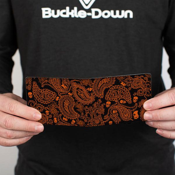 Buckle-Down Bi-Fold Wallet - Bandana Skulls Black Orange