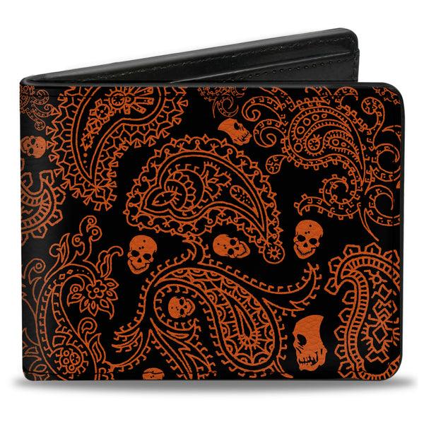 Buckle-Down Bi-Fold Wallet - Bandana Skulls Black Orange