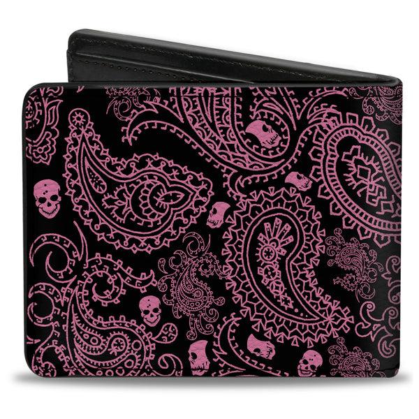 Buckle-Down Bi-Fold Wallet - Bandana Skulls Black Pink