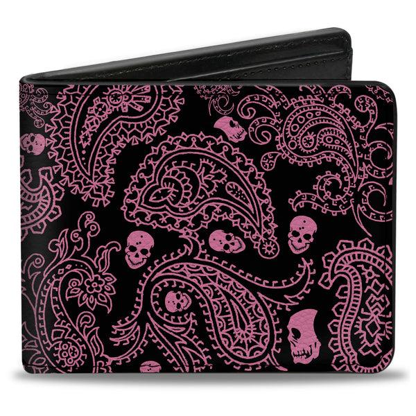 Buckle-Down Bi-Fold Wallet - Bandana Skulls Black Pink