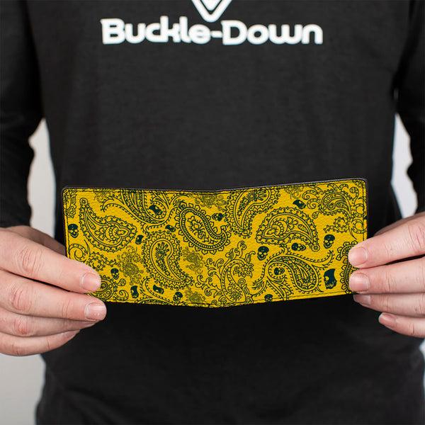 Buckle-Down Bi-Fold Wallet - Bandana Skulls Gold Green