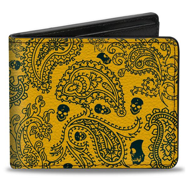 Buckle-Down Bi-Fold Wallet - Bandana Skulls Gold Green