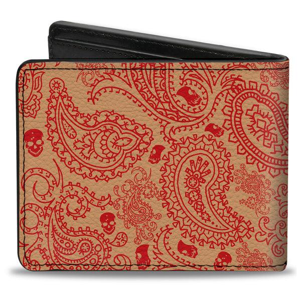 Buckle-Down Bi-Fold Wallet - Bandana Skulls Gold Scarlet Red