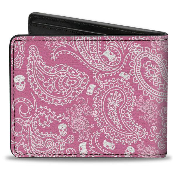 Buckle-Down Bi-Fold Wallet - Bandana Skulls Pink White