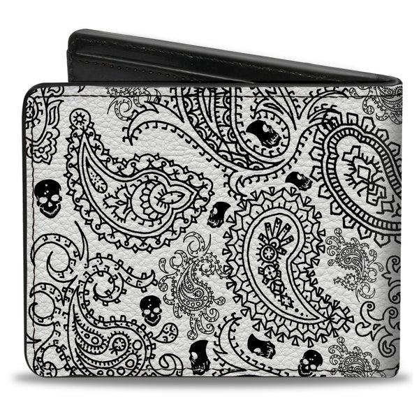 Buckle-Down Bi-Fold Wallet - Bandana Skulls White Black