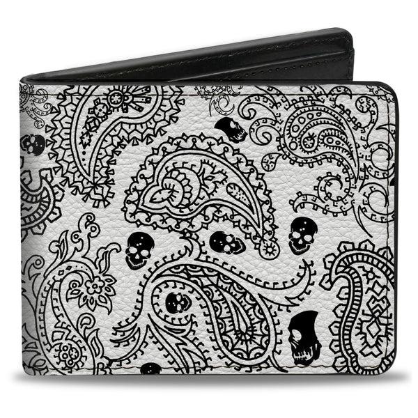 Buckle-Down Bi-Fold Wallet - Bandana Skulls White Black