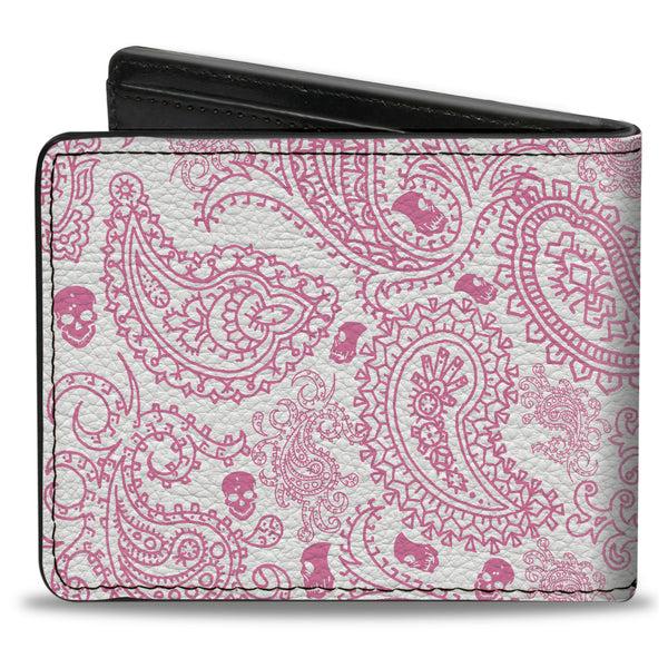 Buckle-Down Bi-Fold Wallet - Bandana Skulls White Pink