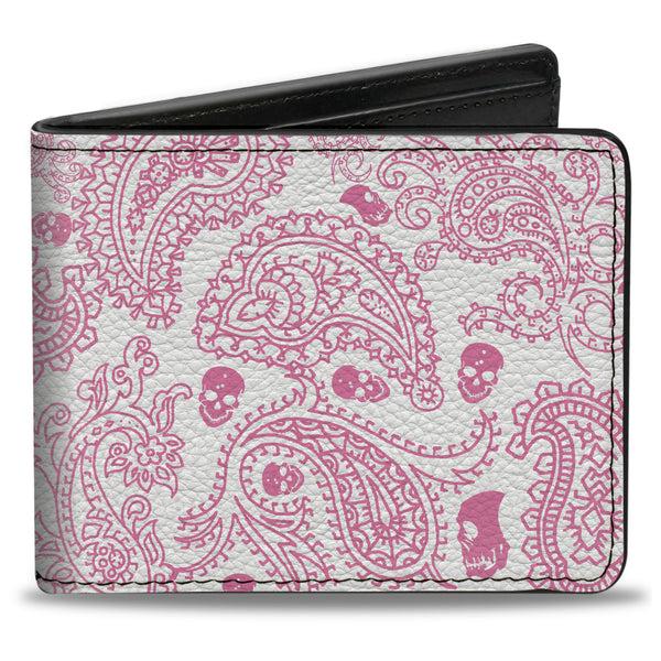 Buckle-Down Bi-Fold Wallet - Bandana Skulls White Pink