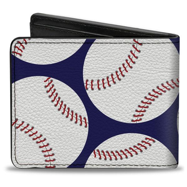 Buckle-Down Bi-Fold Wallet - Baseballs Scattered Blue