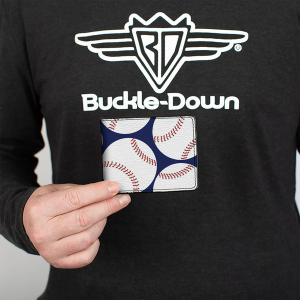Buckle-Down Bi-Fold Wallet - Baseballs Scattered Blue
