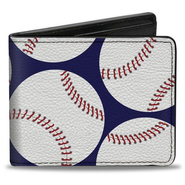 Buckle-Down Bi-Fold Wallet - Baseballs Scattered Blue