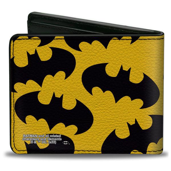 Buckle-Down Bi-Fold Wallet - Batman Bat Signal-1 Scattered Yellow Black