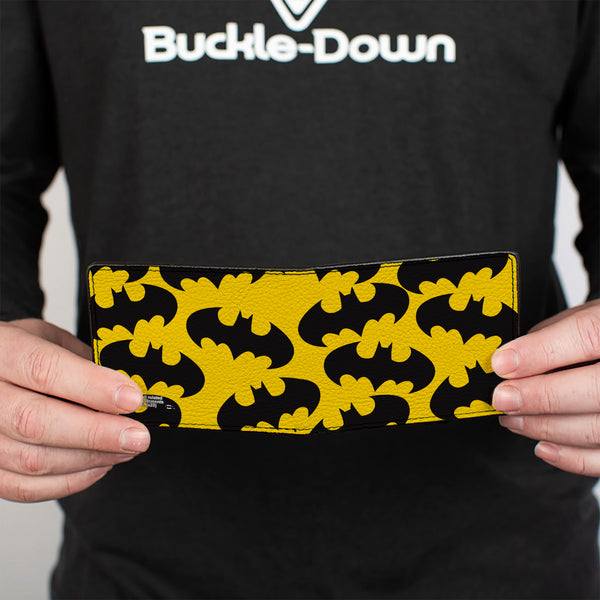 Buckle-Down Bi-Fold Wallet - Batman Bat Signal-1 Scattered Yellow Black