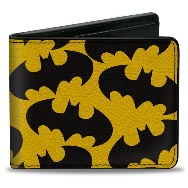 Buckle-Down Bi-Fold Wallet - Batman Bat Signal-1 Scattered Yellow Black