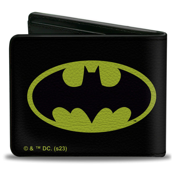 Buckle-Down Bi-Fold Wallet - Batman Bat Signal Logo Black/Yellow/Black