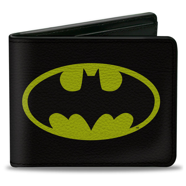 Buckle-Down Bi-Fold Wallet - Batman Bat Signal Logo Black/Yellow/Black