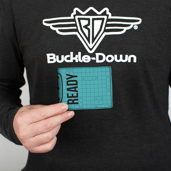 Buckle-Down Bi-Fold Wallet - Battleship BATTLE READY Grids And Ships White/Blue/Black