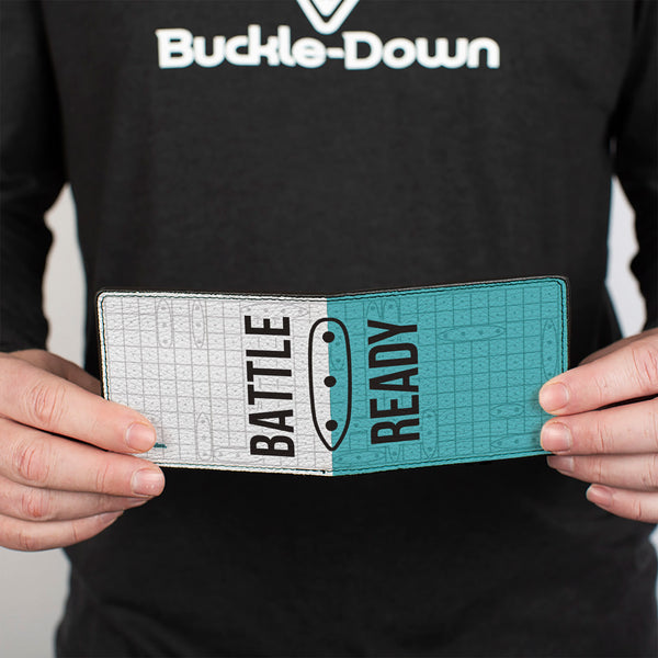 Buckle-Down Bi-Fold Wallet - Battleship BATTLE READY Grids And Ships White/Blue/Black