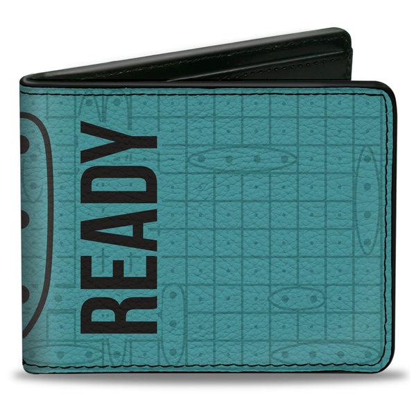 Buckle-Down Bi-Fold Wallet - Battleship BATTLE READY Grids and Ships White/Blue/Black