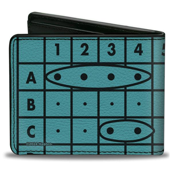 Buckle-Down Bi-Fold Wallet - Battleship Grids And Ships Blue/Black