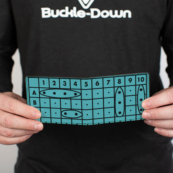 Buckle-Down Bi-Fold Wallet - Battleship Grids And Ships Blue/Black