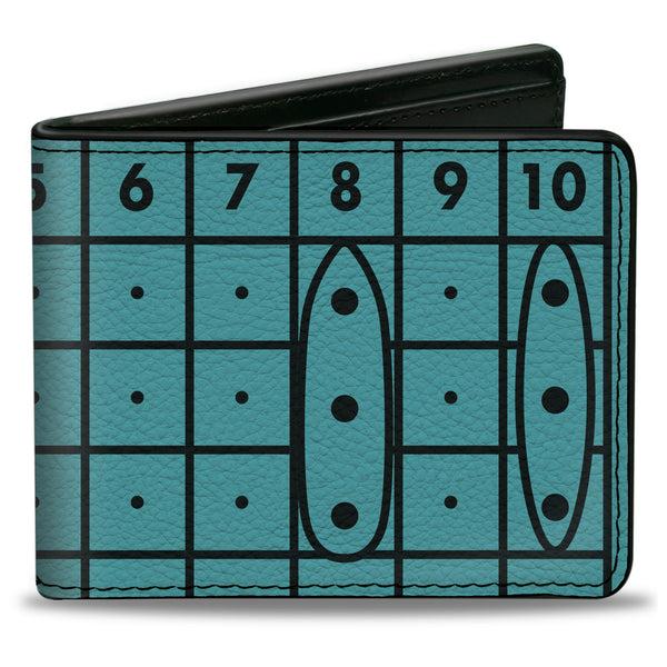Buckle-Down Bi-Fold Wallet - Battleship Grids and Ships Blue/Black
