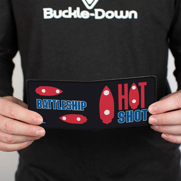 Buckle-Down Bi-Fold Wallet - BATTLESHIP HOT SHOT Ships Black/Red/Blue/White
