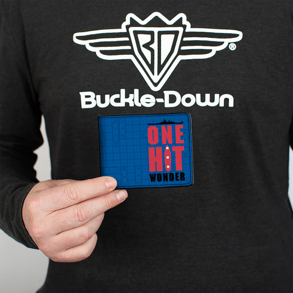 Buckle-Down Bi-Fold Wallet - BATTLESHIP ONE HIT WONDER And Title Logo Ocean Grid Blues/Black/Red